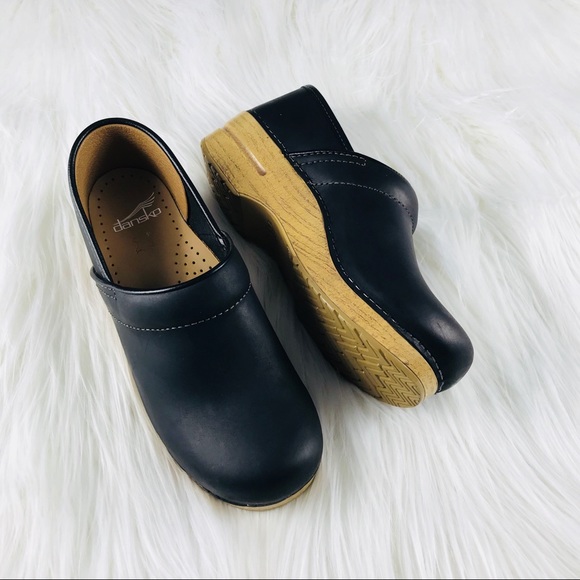 dansko black oiled leather clogs